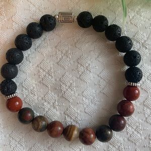 Cherry Jasper, Red Jasper & Lava Stone Diffuser Bracelet